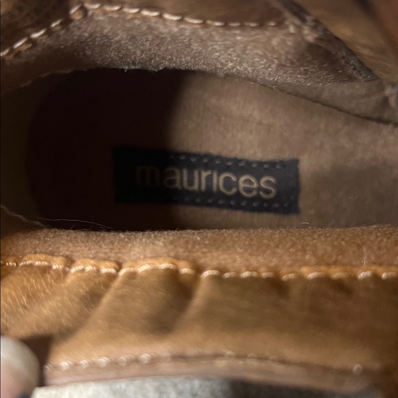 Maurices NWOB Deep Tan Ankle Boots with Patterned Detail - Picture 2 of 10